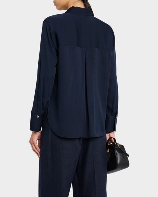 Vince Blue Classic Button-Front Blouse
