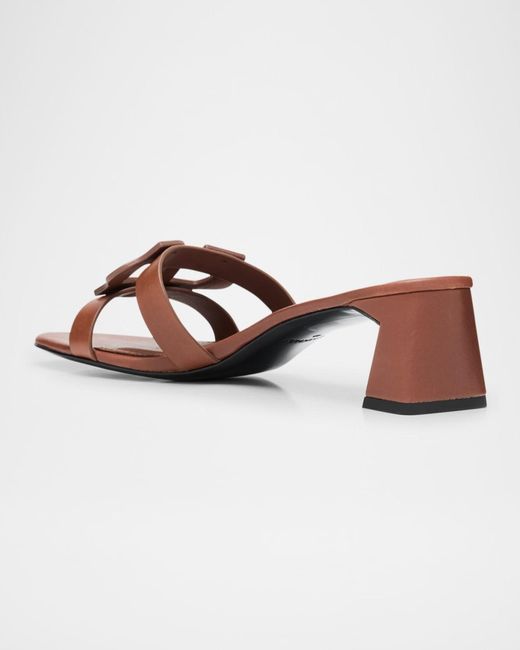 Jonathan Simkhai Brown Leather Monogram Mule Sandals