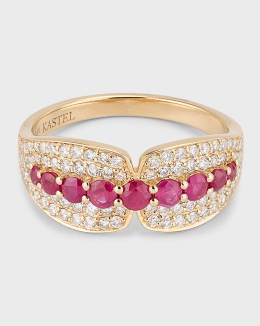 Kastel Jewelry Pink 14k Albi Ruby And Diamond Band Ring, Size 7