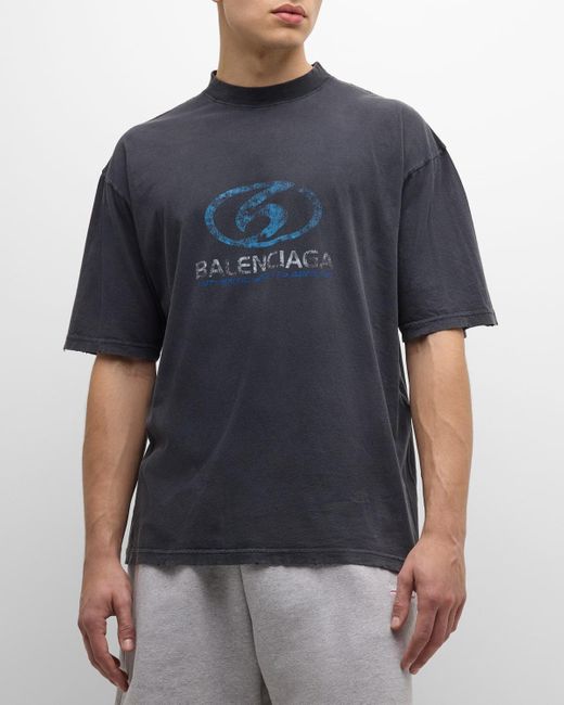Balenciaga Blue Surfer Thin Jersey T-Shirt for men