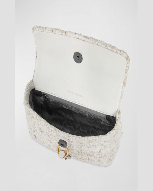 Rebecca Minkoff Natural Edie Flap Boucle Top-Handle Bag