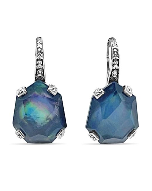 Stephen Dweck Blue Galactical Freeform Earrings With Agate And Mother-Of-Pearl