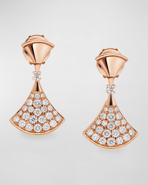 BVLGARI Metallic Divas' Dream Diamond Drop Earrings In 18k Rose Gold