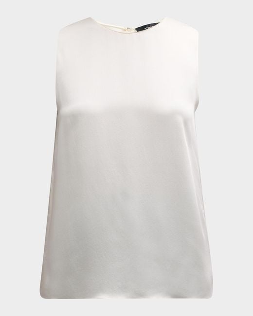 Theory White Silk Straight Shell Top