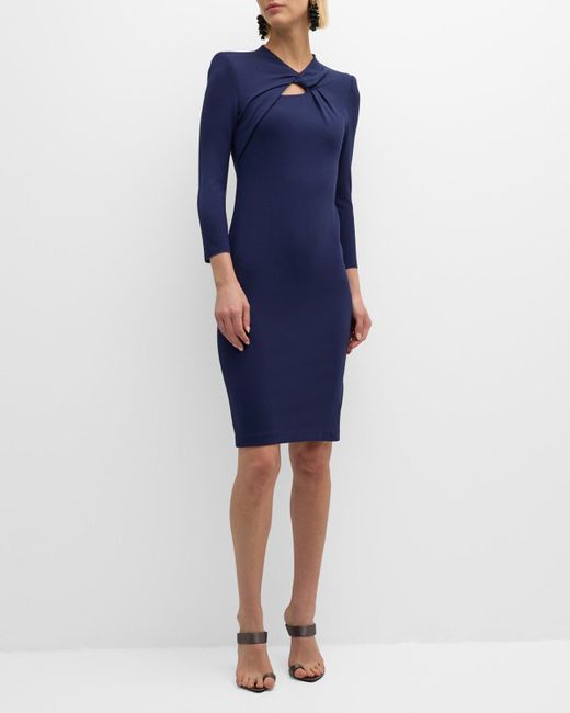 Giorgio Armani Blue Milano Twist-Front Jersey Dress