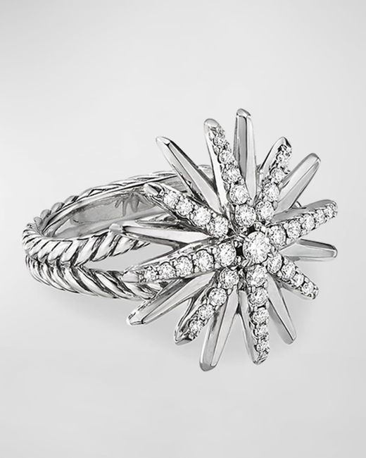 David Yurman Metallic Starburst Ring In Sterling Silver With Diamonds