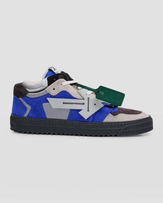 Off-White c/o Virgil Abloh Blue Floating Arrow Suede Low-Top Sneakers for men