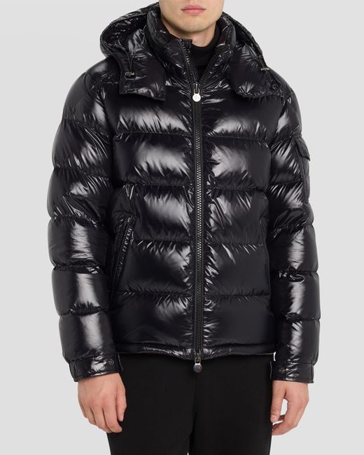 Moncler Laque Nylon Puffer Jacket in Black for Men | Lyst