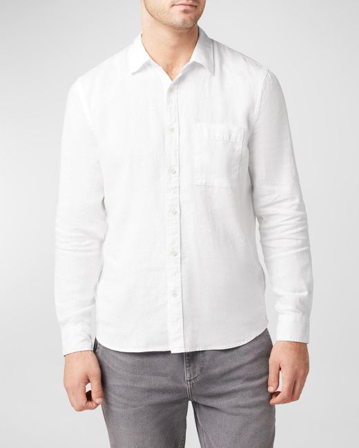 Joe's Jeans White Solid Linen Sport Shirt for men