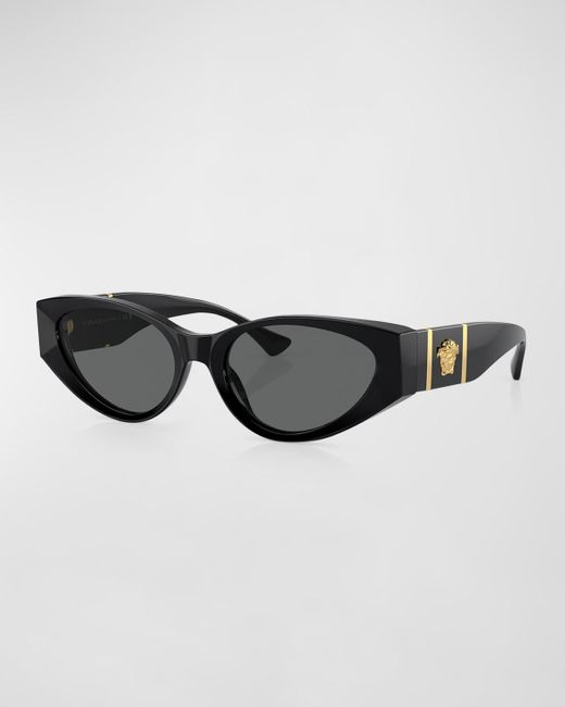 Versace Black Medusa Beveled Acetate Cat-eye Sunglasses