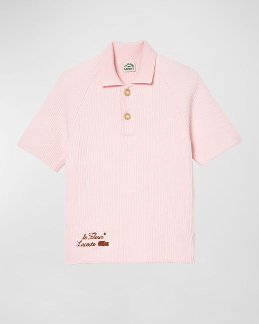Lacoste Pink X Le Fleur Ribbed Polo Sweater for men
