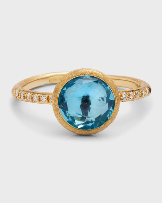 Marco Bicego Blue 18k Jaipur Color Topaz Gemstone And Diamond Stackable Ring, Size 7
