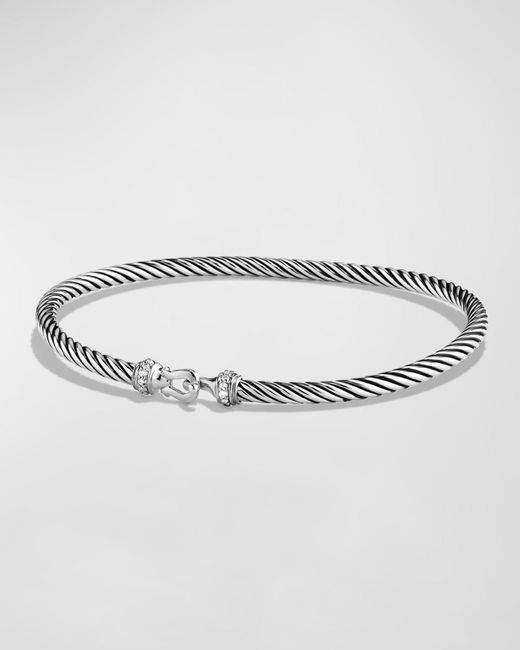 David Yurman Metallic 3mm Cable Buckle Bracelet With Diamonds