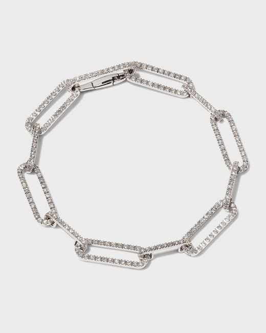 A Link Metallic 18k White Gold Link Diamond Bracelet