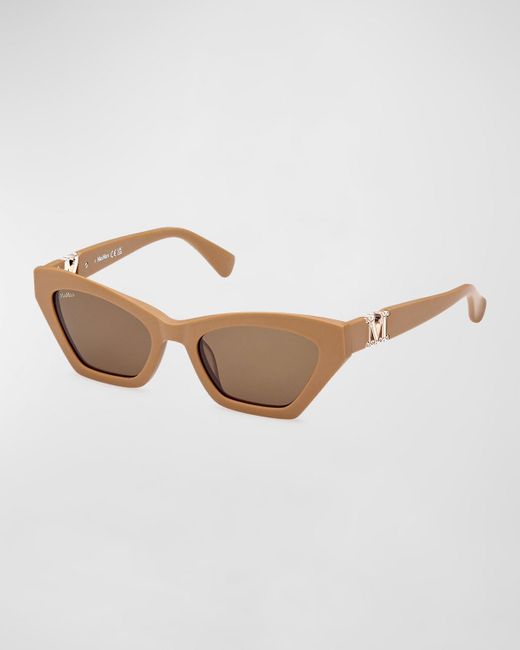Max Mara White Monogram Acetate Cat-eye Sunglasses