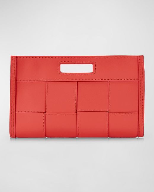 Gigi New York Red Remy Woven Leather Clutch Bag