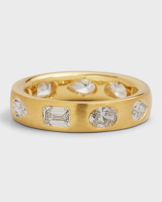 Rahaminov Diamonds Metallic 18k Yellow Gold Mixed Diamond Polygon Ring, Size 6.5