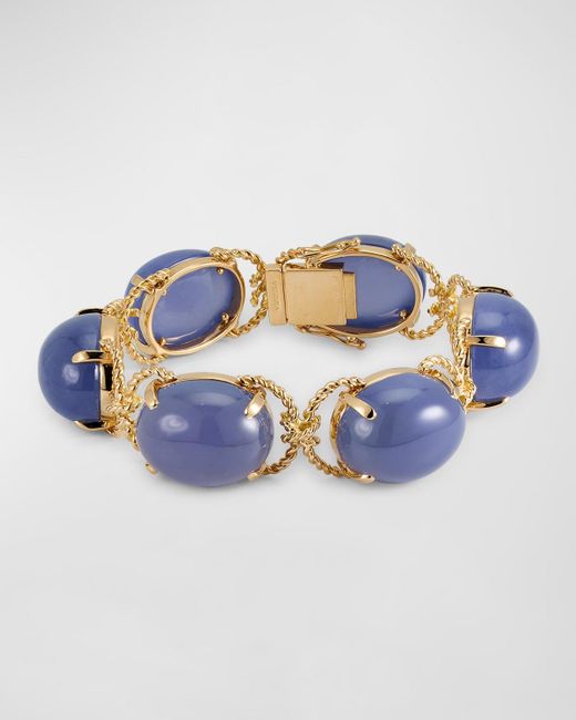 Verdura Blue 18K Chalcedony Pebble Bracelet