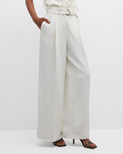 Brunello Cucinelli White Wide-leg Jumpsuit With Sequin And Feather Top