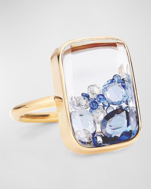 Moritz Glik Blue Ten Fourteen Diamond And Sapphire Kaleidoscope Shaker Ring, Size 7