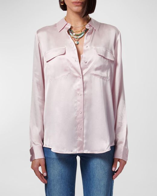 Cami NYC Pink Rachelle Silk Charmeuse Button-Front Shirt