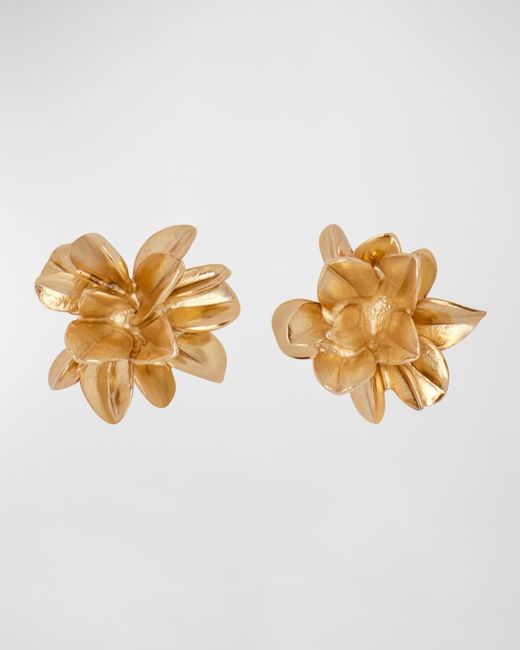 Oscar de la Renta Metallic Flower Stud Earrings
