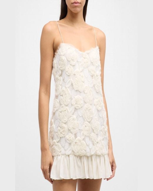 Alexis White Blanc Floral Embroidered Pleated-Hem Mini Dress