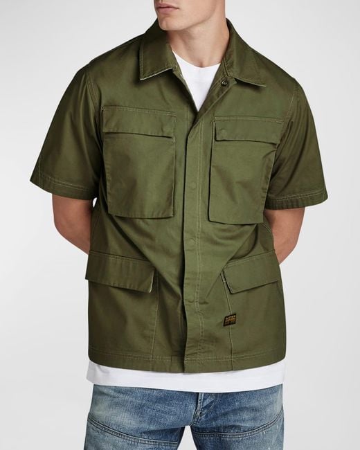G-Star RAW Green R-3N Short-Sleeve Slim Overshirt for men
