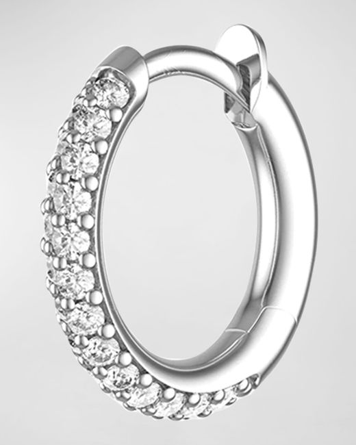 Spinelli Kilcollin Metallic Pave White Gold Gris 9mm Micro Hoop Earring With Diamonds, Single