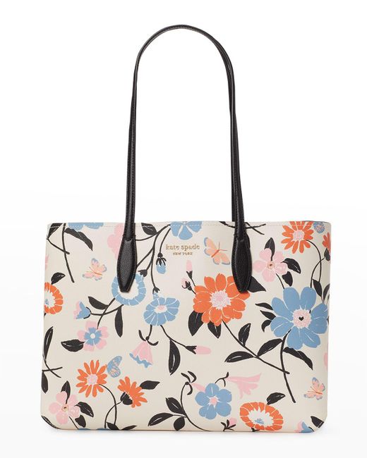 Kate Spade White Large All Day Floral Garden-print Tote Bag
