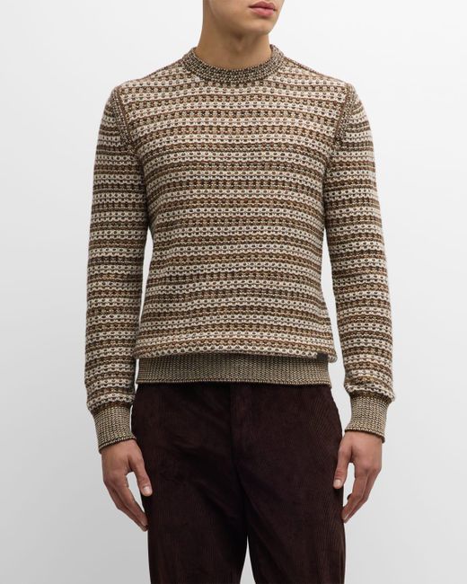 Loro Piana Mancora Cashmere Knit Crewneck Sweater in Brown for Men | Lyst