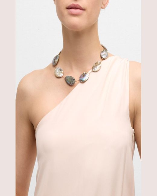 Margo Morrison Metallic Large Shell Necklace With Sterling