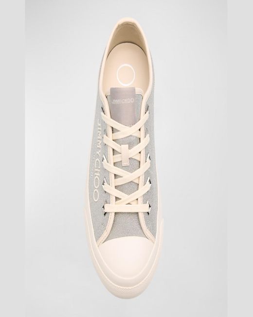 Jimmy Choo White Palma Maxi Shimmer Low-Top Sneakers