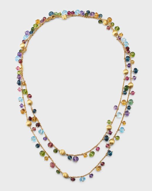 Marco Bicego Metallic 18K Africa Long Necklace With Mixed Gems