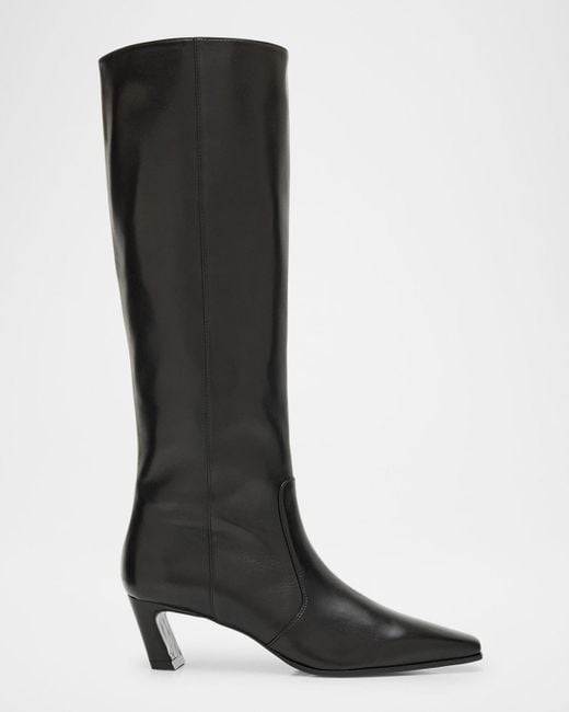 Stuart Weitzman Black Stassi Leather Knee-High Boots