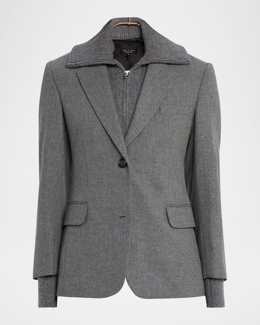 Rag & Bone Gray Frank Wool Blazer With Removable Sweater