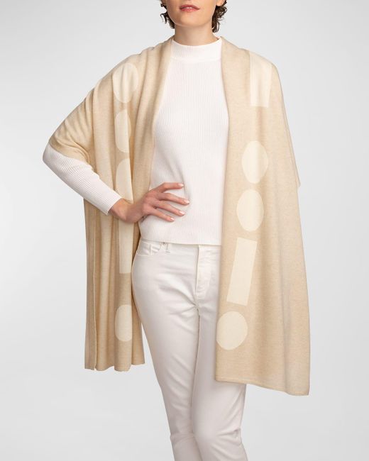 Elyse Maguire Natural Morse Code Love Cashmere Knit Wrap