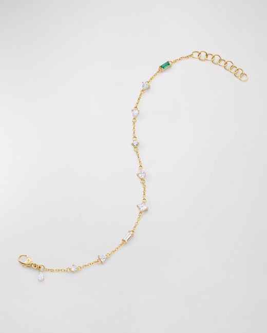 Monica Rich Kosann White 18k Yellow Gold Multi-cut Diamond Tennis Bracelet