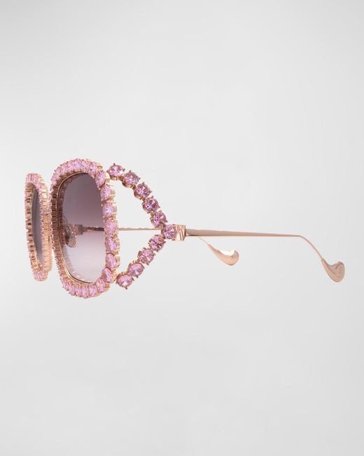 Anna Karin Karlsson Pink Starry Sky Rose Mixed-Media Square Sunglasses