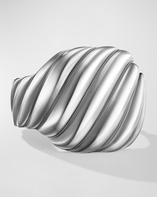 David Yurman Gray Sculpted Cable Contour Ring In Silver, 17mm