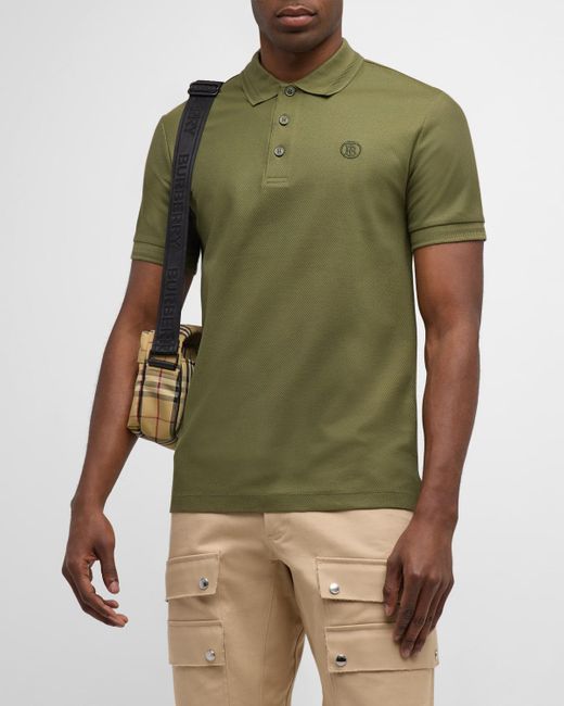 Burberry Green Eddie Polo Shirt With Check Placket for men