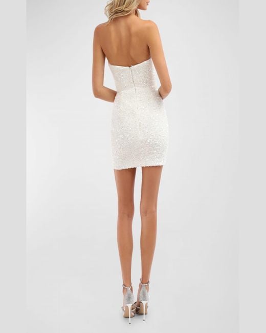HELSI White Sandra Strapless Sequin & Applique Mini Dress