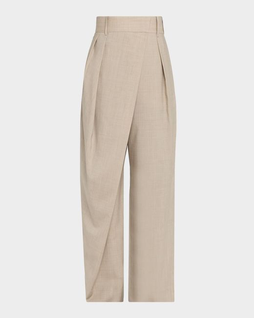 Loewe Natural Wrap Pleated Wide-Leg Trousers