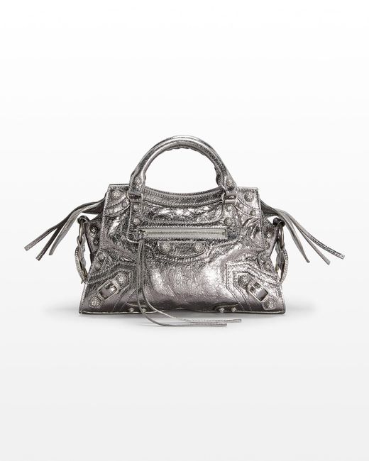 Balenciaga Metallic Neo Cagole Xs Bag With Rhinestones