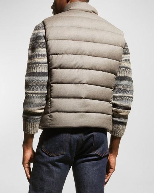 Moorer Gray Apos;S Flannel Down Vest for men