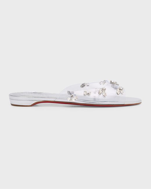 Christian Louboutin White Degraqueenie Clear Embellished Sole Sandals