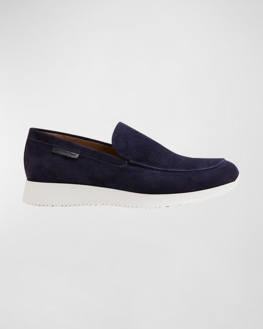 Gianvito Rossi Blue Rubber-Sole Suede Loafers for men