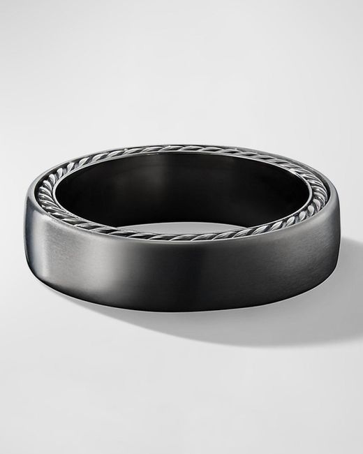 David Yurman Black Streamline Band Ring In Grey Titanium, 6mm for men
