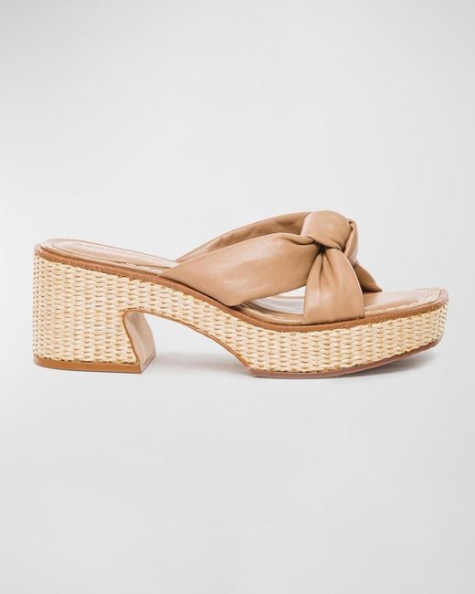 Bernardo Natural Jolie Leather Knot Platform Sandals