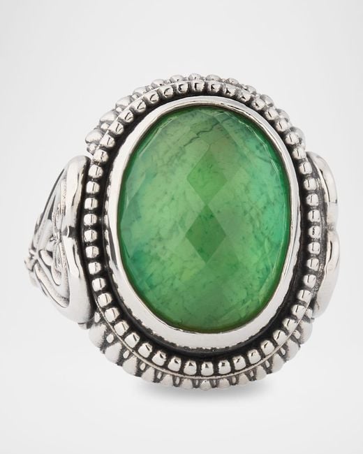 Konstantino Green Ivy Rock Crystal, And Mop Triplet Statement Ring